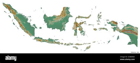 Shape of Indonesia with its capital isolated on white background ...