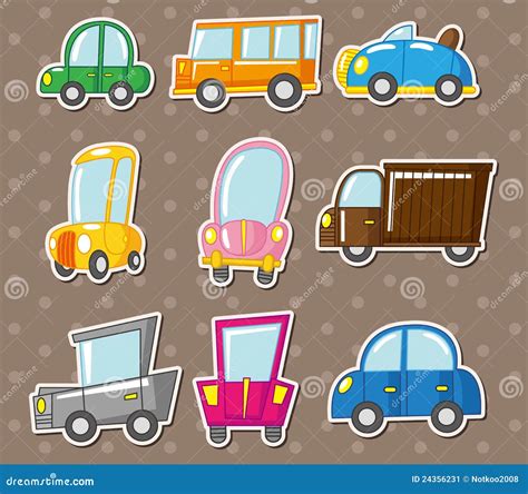 Cartoon car stickers stock vector. Illustration of cabriolet - 24356231