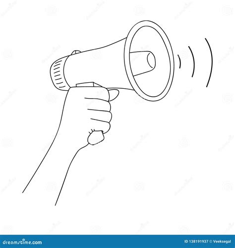 Megaphone Cartoon Vector and Illustration, Black and White, Hand Drawn ...