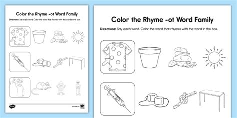 Color the Rhyme -ot Word Family Activity (teacher made)