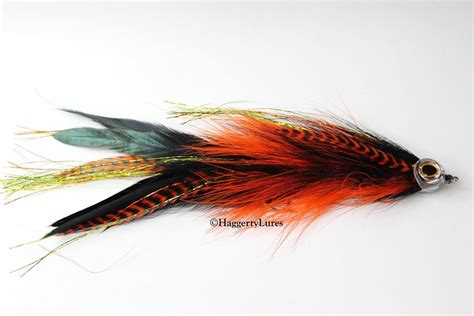 Haggerty Lures Jointed Muskie/Pike Fly, Black/Orange | eBay