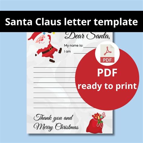 Printable Santa Claus Letter Template , Letter to Santa Claus Usps ...