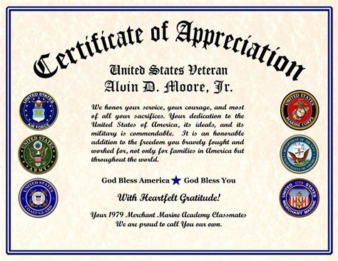 Free Printable Certificates For Veterans