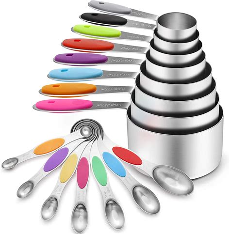 16 Pcs Stainless Steel Measuring Cups and Spoons Set, YIHONG Metal ...