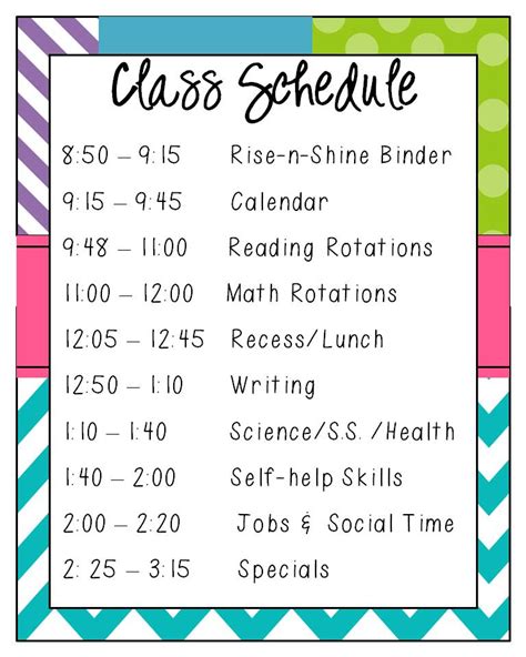 Free Classroom Schedule Clipart