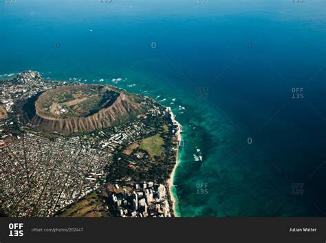 Aerial view of Honolulu and the Diamond Head, Oahu Island, Hawaii stock ...