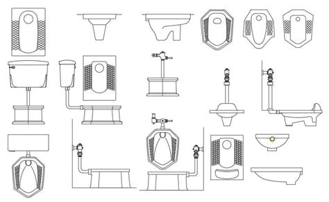 Squat toilet sheet and flush tank blocks drawing details dwg file - Cadbull