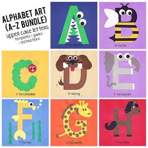 A to Z Alphabet Art Template, Upper Case Letters Bundle | Alphabet ...