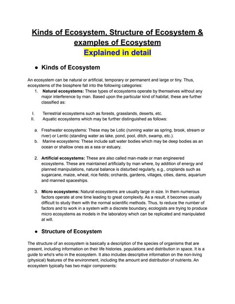 SOLUTION: Kinds of ecosystem, structure of ecosystem , examples of ...