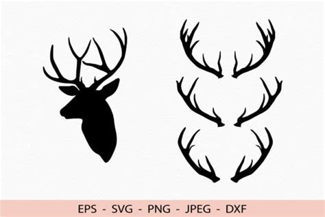 Deer Antler Silhouette Svg Hunting PNG Graphic by GreatSVG by Elena ...