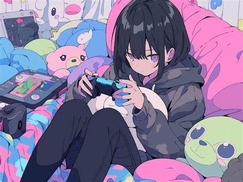 Aesthetic anime character gaming | AI-generated image