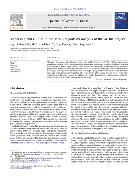 (PDF) Leadership and culture in the MENA region: An analysis of the ...