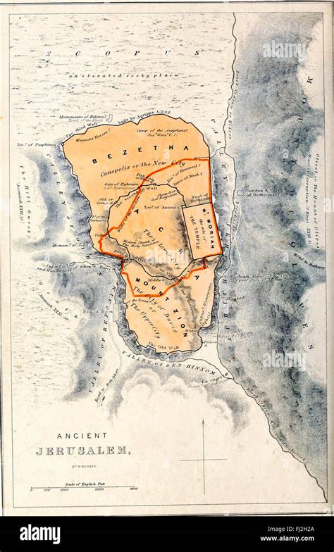 Ancient Map Jerusalem Israel