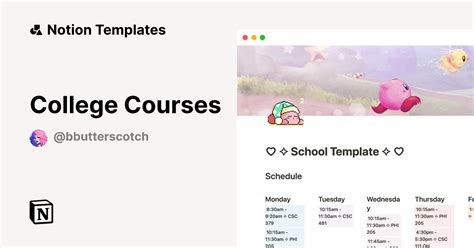 College Courses Template by Emmy | Notion Marketplace