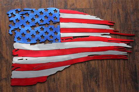 Tattered American Flag USA Flag Metal Flag Wall Art | Etsy