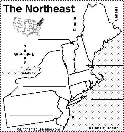 Northeast States Map Blank