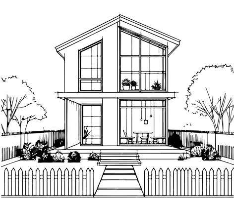 Premium Vector | House sketch cottage line art