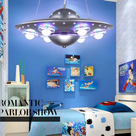 Colorful Remote Control UFO Spaceship Chandelier Children's Room ...