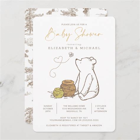 Classic winnie the pooh baby shower invitation zazzle – Artofit