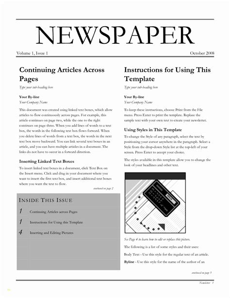 Google Docs Newspaper Template | Stcharleschill Template