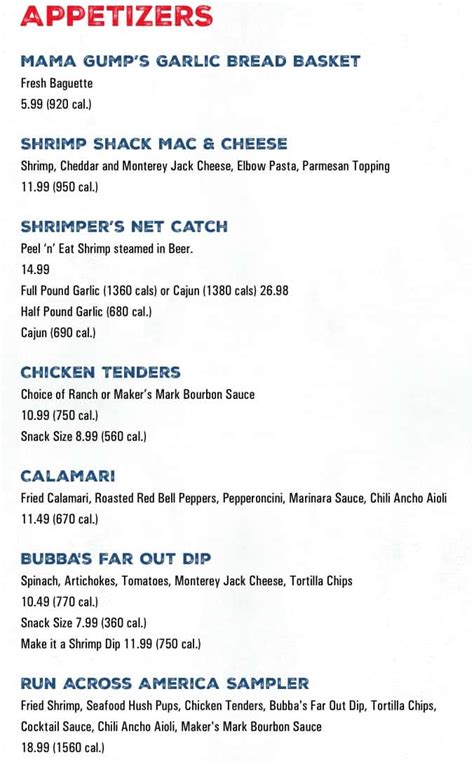 Bubba Gump Shrimp Co Galveston, TX Menu (Updated: December 2022)