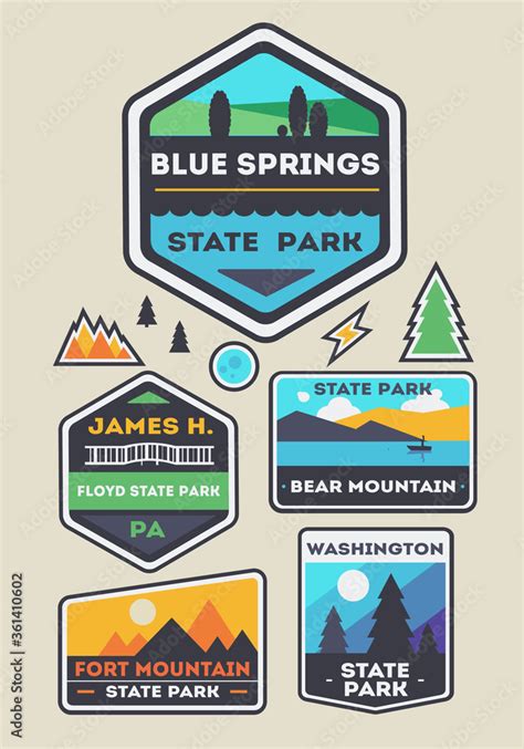 Set of state park and nature logo badges. vector illustration. Stock ...