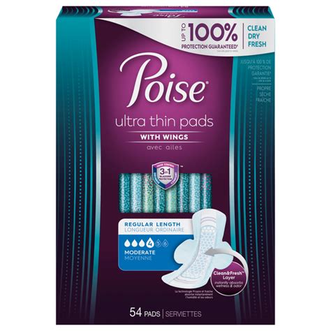 Save on Poise Incontinence Pads Ultra Thins with Wings Moderate Regular ...