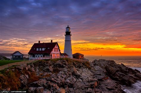 Portland Maine Lighthouse at Cape Elizabeth During Sunrise | HDR ...