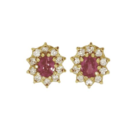 Ruby & Diamond Cluster Earrings - Michael Levin Jewellers