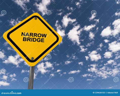 Narrow bridge traffic sign stock image. Image of color - 239630155