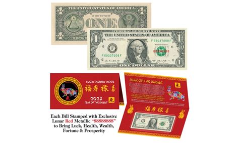 2023 Chinese New YEAR of the RABBIT Lunar Red Lucky 8's One Dollar Bill ...