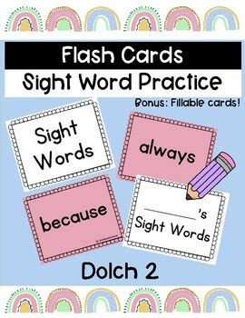 Second Grade Sight Word Practice - Editable Flashcards | TPT