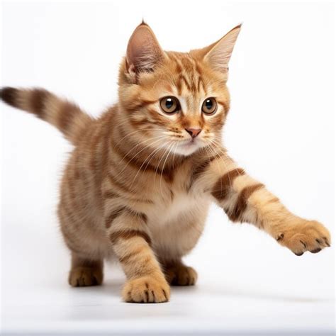 Premium Photo | Yellow cat playing on a white background