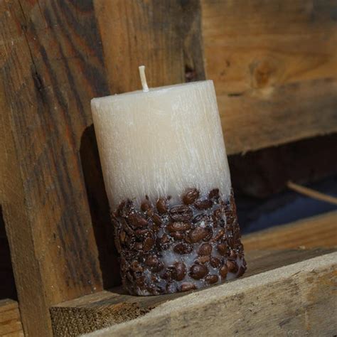 Coffee Beans Candle. Coffee Scented Candles. Beige Pillar.