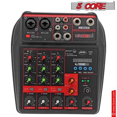 Dropship 5 Core Audio Interface Mixer 4 Channel PC XLR Bluetooth USB DJ ...