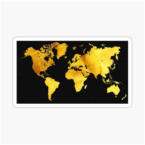 "Black and Gold Map of The World - World Map for your walls" Sticker ...