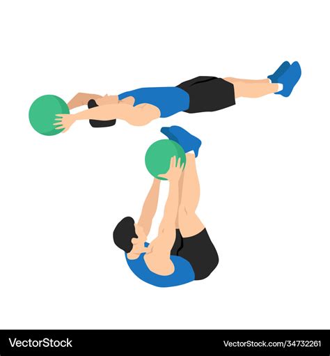 Medicine ball v-ups exercise Royalty Free Vector Image