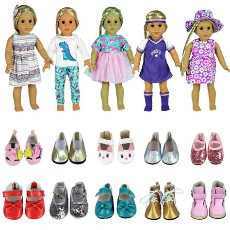 ReeRaa Girl Doll Clothes Gift American 18 inch Doll Clothes Set 7 = 5 ...