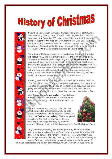 The History of Christmas - 4 pages - ESL worksheet by marsala