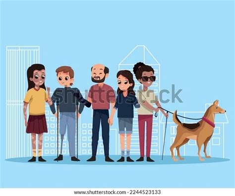 Five Disability Persons Comic Characters Stock Vector (Royalty Free ...