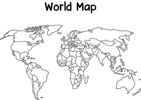 World Map Black And White Printable