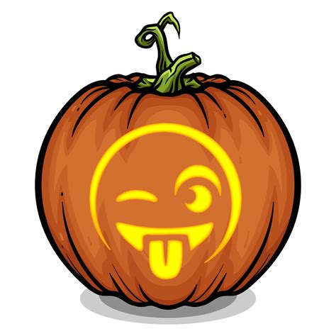 Winking Face Emoji Pumpkin Carving Stencil - Pumpkin HQ