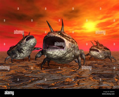 Alien Planet with Alien Creatures Stock Photo - Alamy