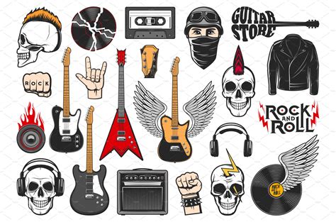 Rock music icons, guitars | Illustrations ~ Creative Market