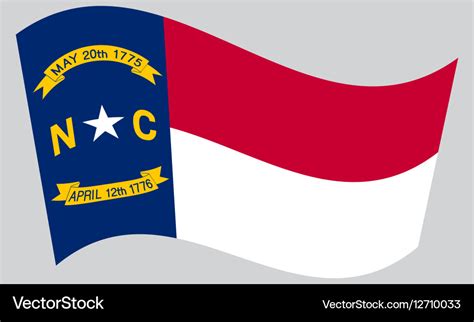 Flag of North Carolina waving on gray background Vector Image