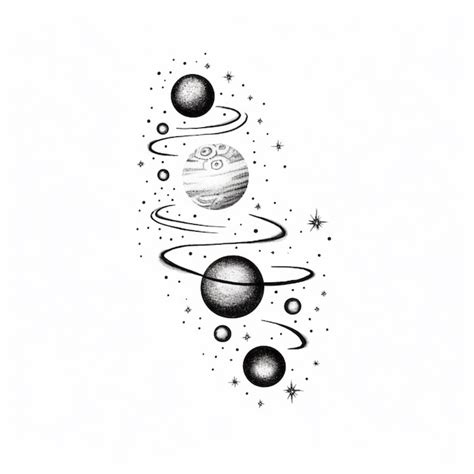 Premium Photo | A black and white drawing of planets and stars ...