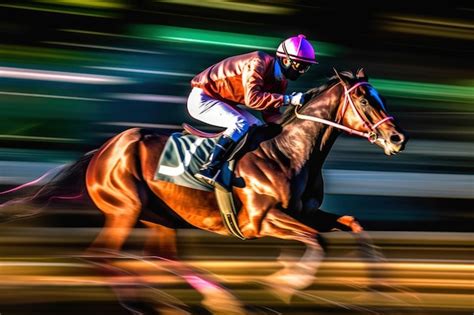 Premium Photo | A horse and jockey racing on a track.