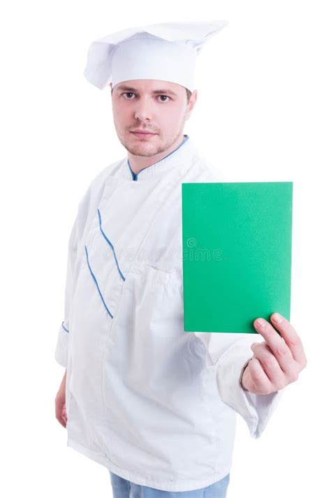 Chef Cook Holding Green Paper Card Copy Space Stock Photos - Free ...