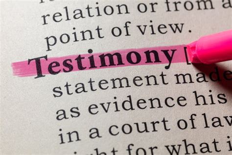 Definition of testimony stock photo. Image of dictionary - 125848752