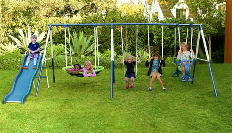 Outdoor Swing Set Playground Kid Play Swingset Playset Wavy Slide ...